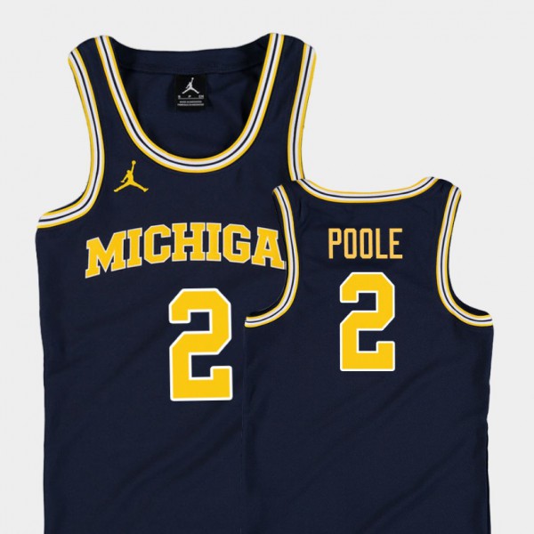 University of Michigan #2 Kids Jordan Poole Jersey Navy Stitch Replica College Basketball Jordan